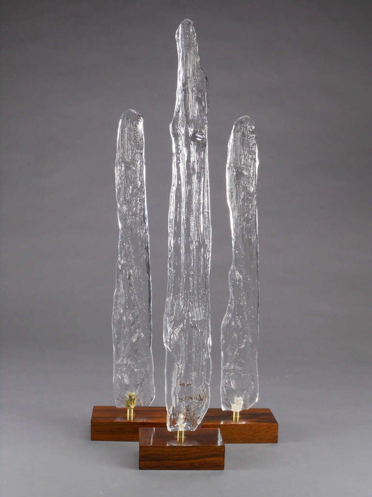 Swedish A Rare Set of 3 Lead Crystal Icicle Sculptures