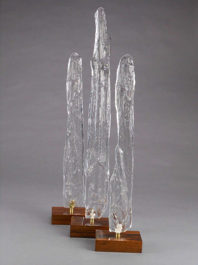 Mid-20th Century A Rare Set of 3 Lead Crystal Icicle Sculptures