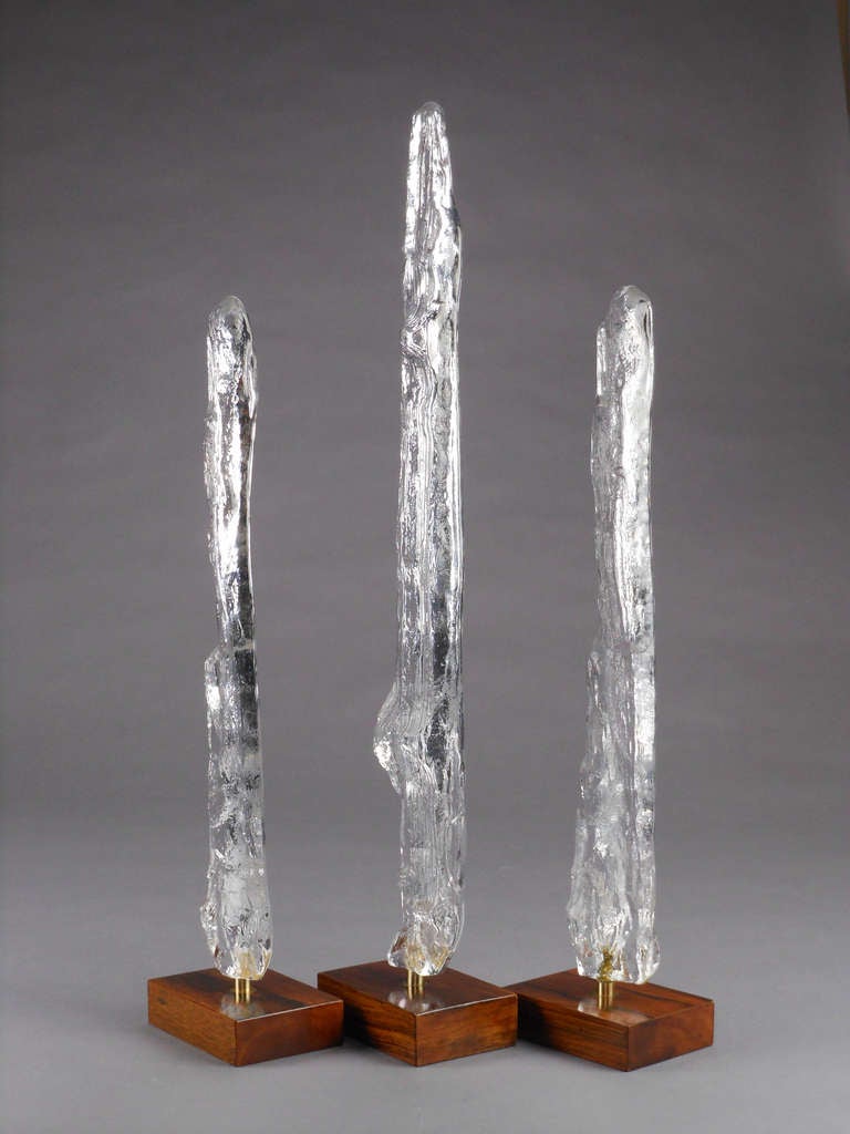 A Rare Set of 3 Lead Crystal Icicle Sculptures 1