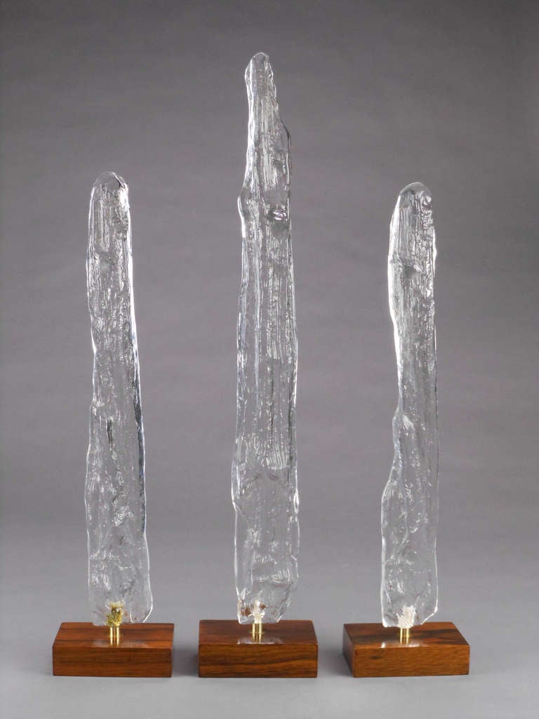 The tallest labeled with Swedish crown mark and Skruf Sweden Full Lead Crystal.
Height: 23.75