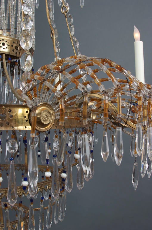 Large Italian Neoclassical Cut Glass Chandelier In Good Condition For Sale In New York, NY