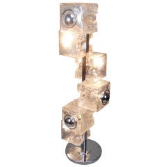 An Italian Glass Block Standing Lamp by VeArte