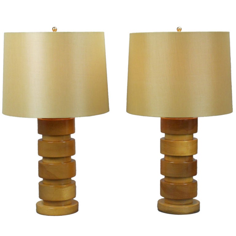 A Pair of American Maple Lamps