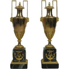 French Pair of Neoclassical Gilt Bronze Urns