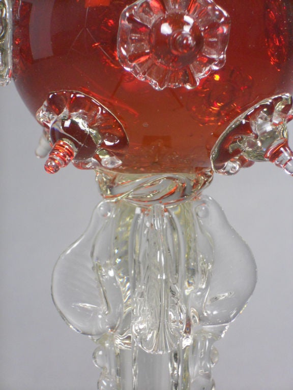 Italian Murano Ruby Red and Clear Glass Sceptre In Good Condition For Sale In New York, NY