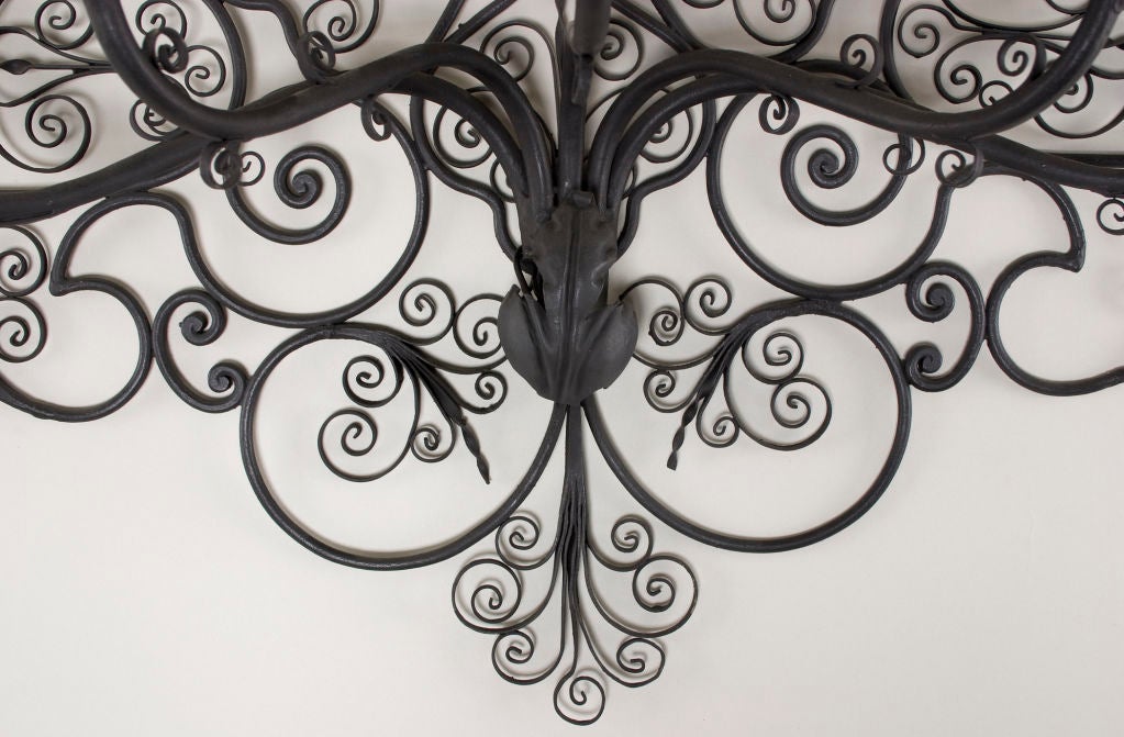 20th Century Large Pair of Wrought Iron Five-Light Sconces For Sale