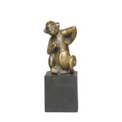 An Art Deco Sculpture of a Monkey by Sybille May. Signed.