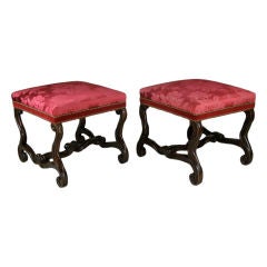 A Pair of Italian Baroque Walnut Stools