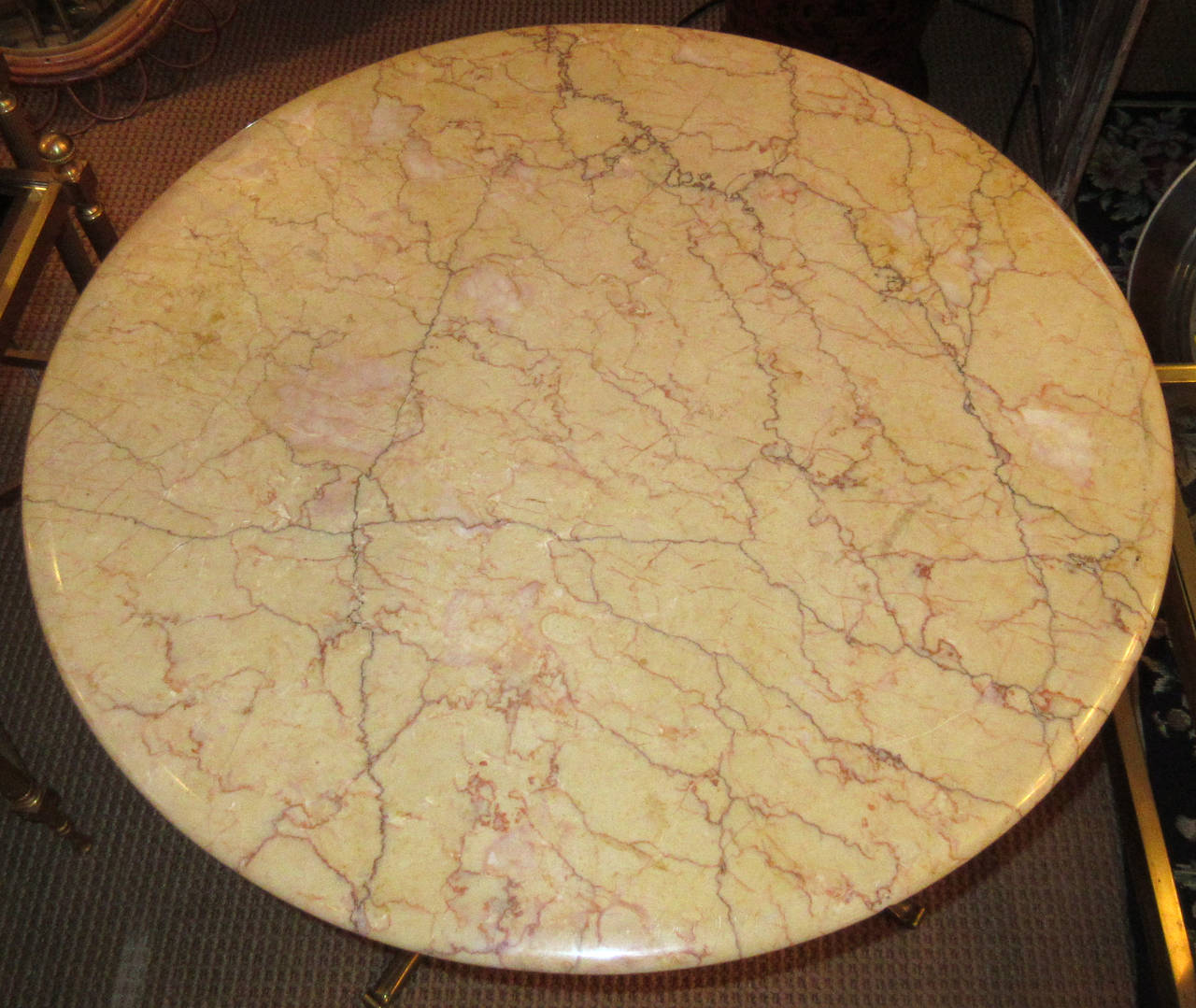 Mid-Century Modern 1940s Italian Marble and Brass Side Table in the Manner of Ico Parisi