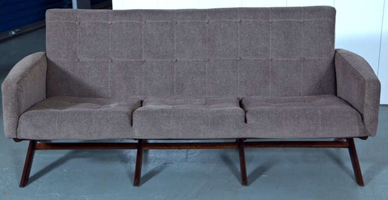 Sleek Mid-Century Spanish Settee In Excellent Condition In Mt Kisco, NY