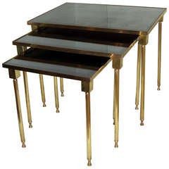 1940
s French Brass Nesting Tables in the Manner of Maison Baguès 1940
s French Brass Nesting Tables in the Manner of Maison Baguès