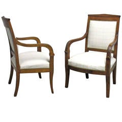 Pair of Early 19th Century French Walnut Fauteuils