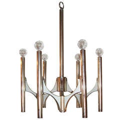 Italian Mid-Century Modern Six-Arm Chandelier Designed by Gaetano Sciolari 8