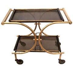 Rare Mathieu Matégot Brass and "Rigitulle" Bar Cart