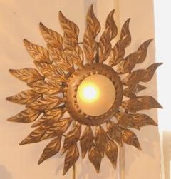 Petite French Gilt Metal Sunflower Light