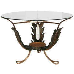 Stunning 1940s Italian Carved Wood and Brass Cocktail Table 3