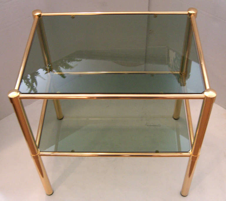 A Pair of Italian Gold Finish Metal End Tables In Good Condition In Mt Kisco, NY