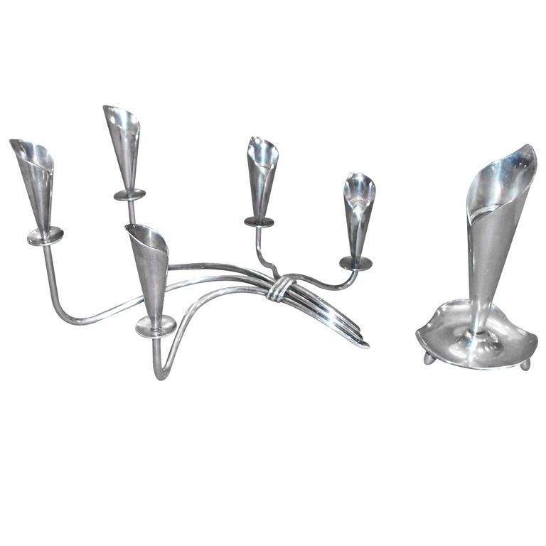 Hans Jensen Danish Silver Calla Llly Candle Holders