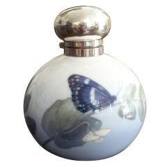 Art Nouveau Period Porcelain & Sterling Perfume Bottle