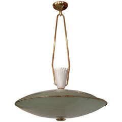 Saucer Form Glass and Brass Pendant Chandelier Attributed to Stilnovo 5