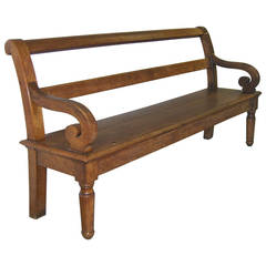 Antique French Country Wood Bench