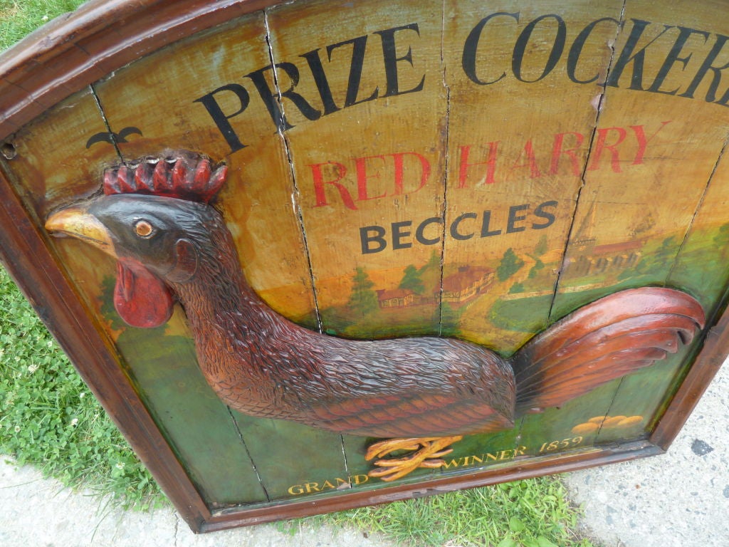 19th Century Hand Carved & Painted English Pub Sign