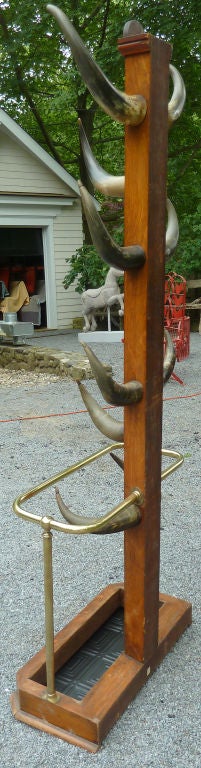 Unusual English 19th Century Oak and Horn Coat Stand 2