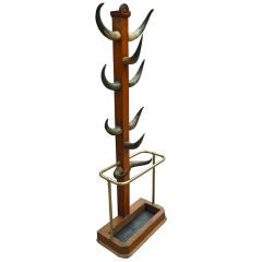 Unusual English 19th Century Oak and Horn Coat Stand