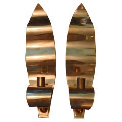 Pair of Mid Century Swedish Brass Candle Sconces