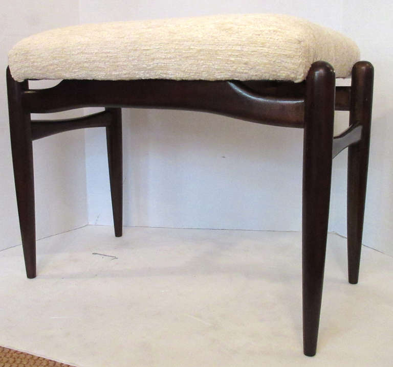 Pair of 1940s French Walnut Rectangular Stools In Excellent Condition In Mt Kisco, NY