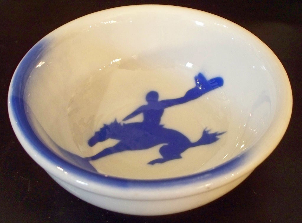 Group of Very Rare 1940's Ironstone "Cowboy" Bowls