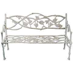 Antique 19th Century French Cast Iron, Rustic Grape Vine Design Garden Bench