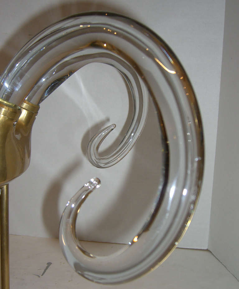 American 1970s Modernist Brass Ram's Head Sculpture with Glass Horns