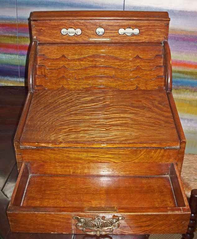 Late 19th Century Irish Oak & Brass Tambour Writing Box 1