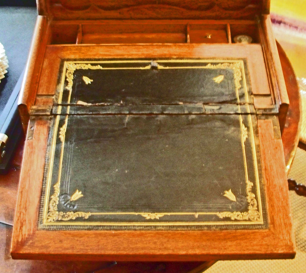 Late 19th Century Irish Oak & Brass Tambour Writing Box 2