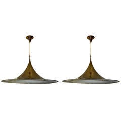 A Pair of Large Brass Fog & Morup "Semi" Pendant Lights