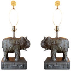 Mid Century Stylized Elephant Lamps in the Manner of James Mont