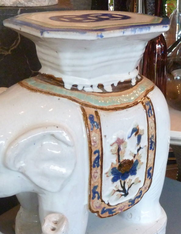 Late 20th Century Vintage Chinese Glazed Ceramic Elephant Garden Seat