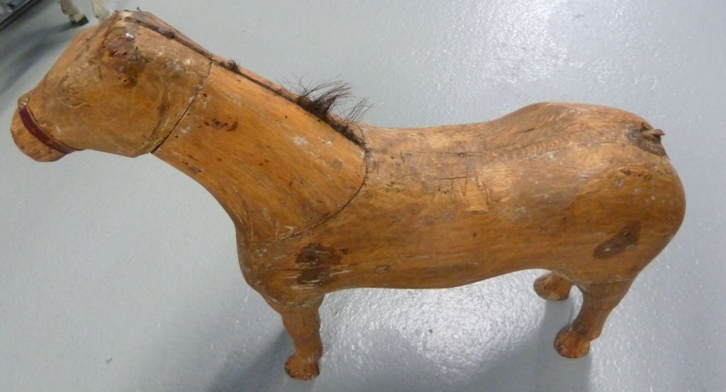 Folk Art Early 19th Century Belgian Hand Carved Child's Horse For Sale