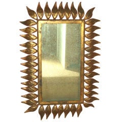 Vintage Spanish Gilt Metal Leaf Frame Mirror 1