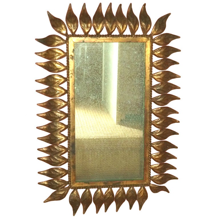 Vintage Spanish Gilt Metal Leaf Frame Mirror For At 1stdibs Vintage Spanish Gilt Metal Leaf Frame Mirror For