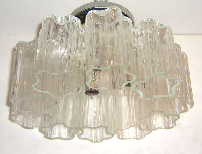 1970s Modernist Murano Glass Tronchi Flush Mount Ceiling Light