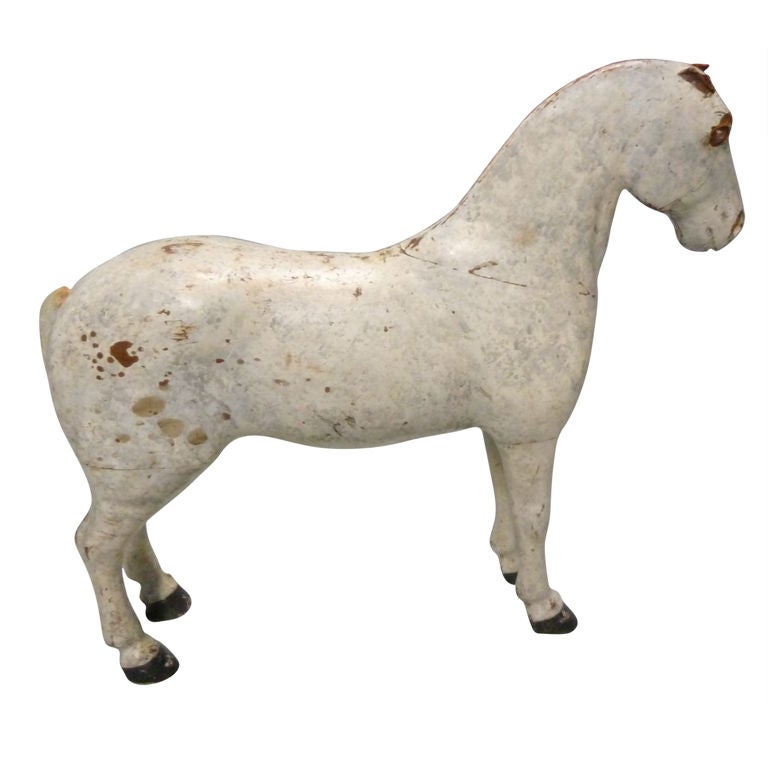 Hand Crafted Belgian Wood Child.s Horse Figure For Sale