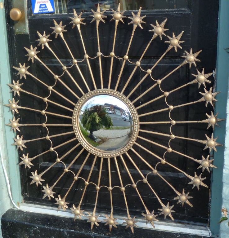 Large  Spanish Gilt Metal Starburst Mirror