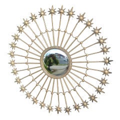 Large  Spanish Gilt Metal Starburst Mirror