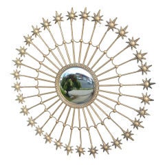 Large Spanish Gilt Metal Starburst Mirror Large Spanish Gilt Metal Starburst Mirror