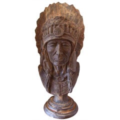 Rare & Regal Cast Stone Native American Indian Cheif Bust