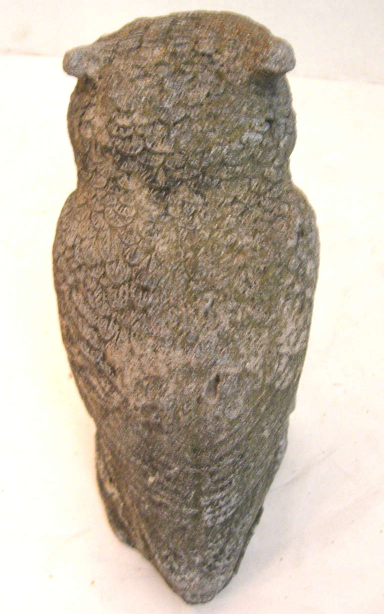 Vintage English Cast Stone Owl Garden Ornament 1