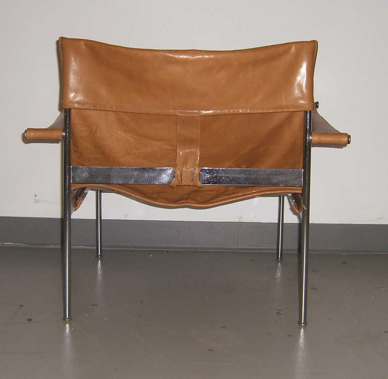 Leather & Chrome Lounge Chair designed by Hans Könecke for Tecta In Excellent Condition In Mt Kisco, NY