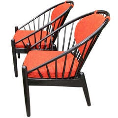 Pair of Mid Century Swedish Bent Beech Wood Hoop Chairs 11